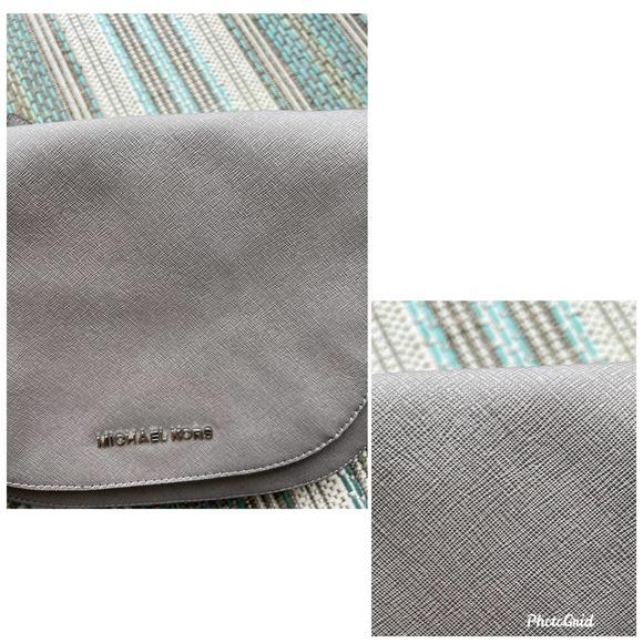 Michael Kors Medium Messenger Pearl Grey Hamilton Adjustable Crossbody Purse - Picture 13 of 13